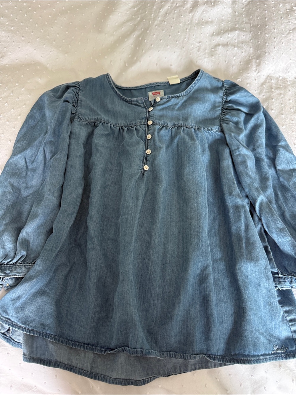 Levi's Girls Denim Blue Button-Front Peasant Top